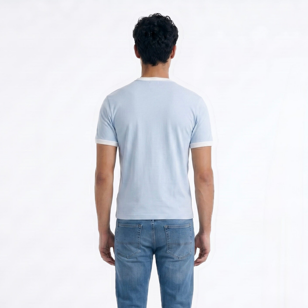 SKY BLUE CROPPED RINGER T-SHIRT