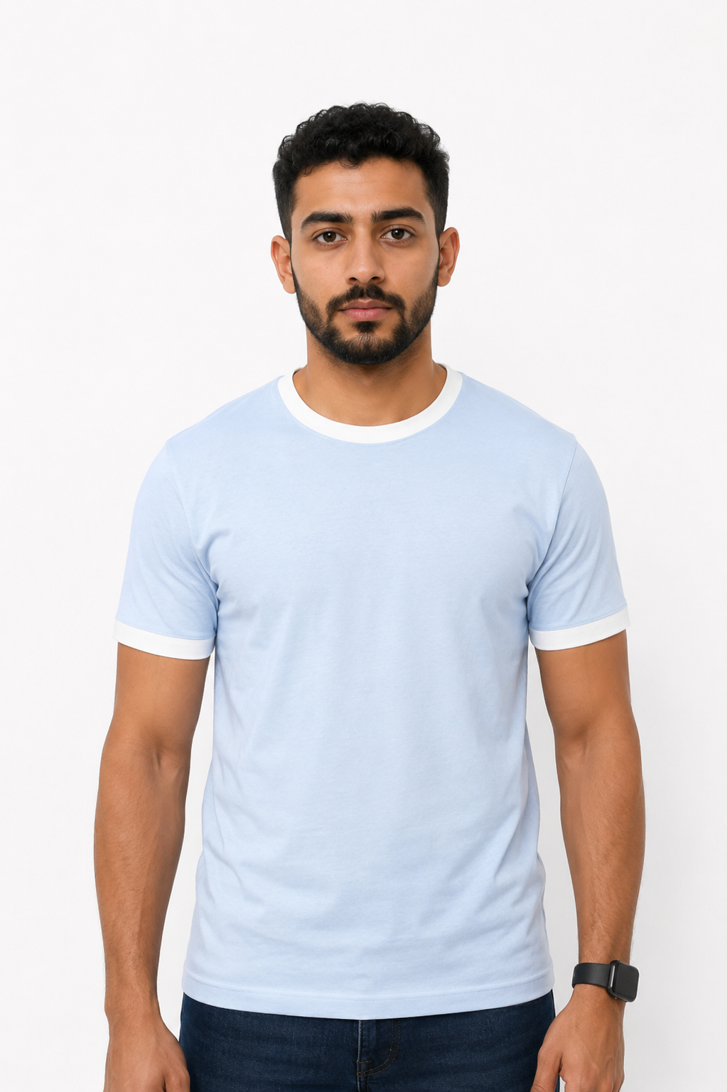 SKY BLUE RINGER T-SHIRT