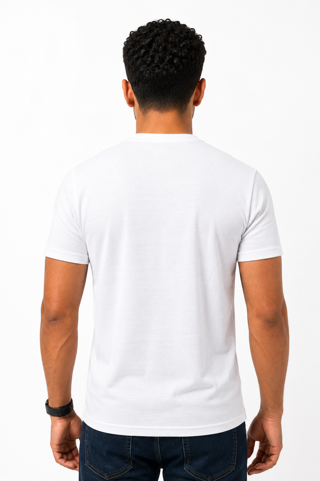 WHITE HENLEY NECK T-SHIRT