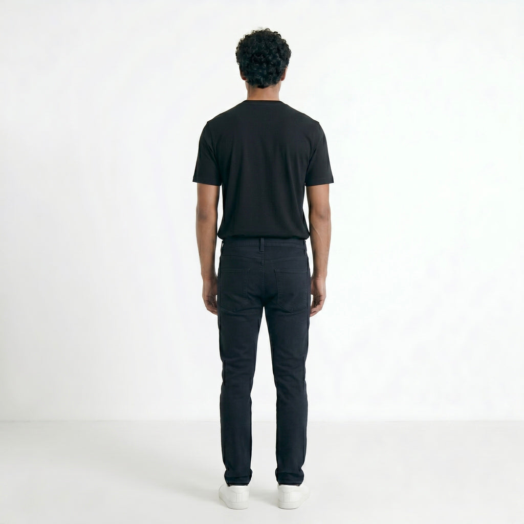 BLACK HENLEY NECK T-SHIRT