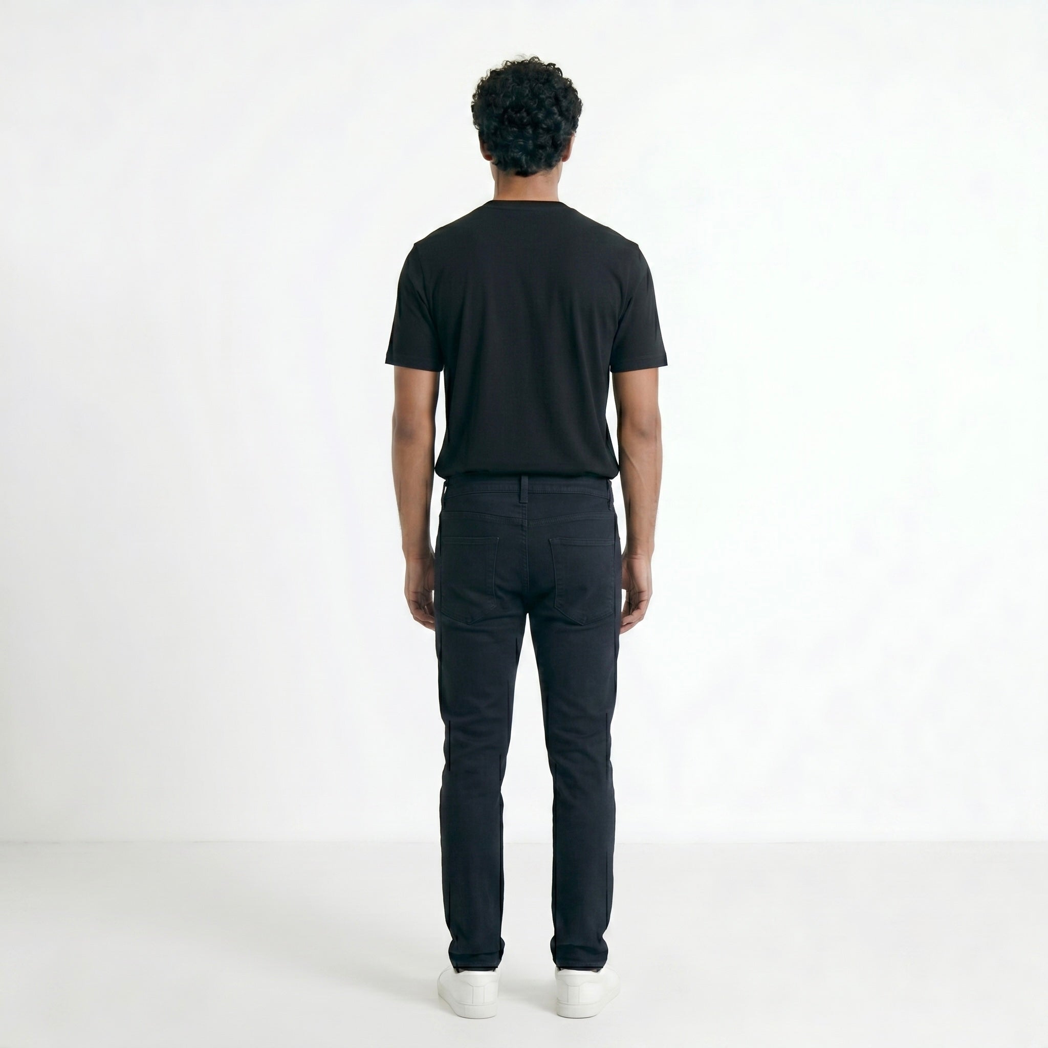 BLACK HENLEY NECK T-SHIRT