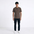 BROWN HENLEY NECK T-SHIRT
