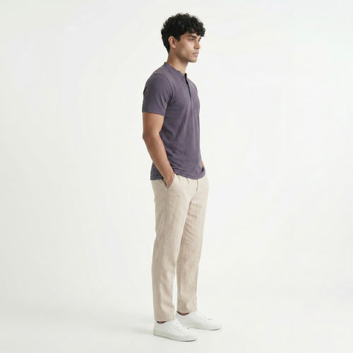 NAVY HENLEY NECK T-SHIRT