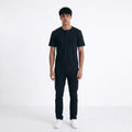 BLACK HENLEY NECK T-SHIRT