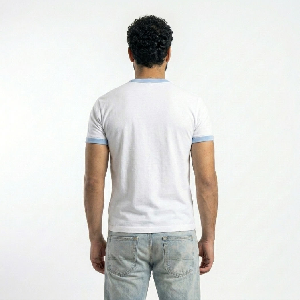 WHITE  CROPPED RINGER T-SHIRT
