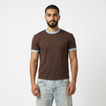 BROWN CROPPED RINGER T-SHIRT
