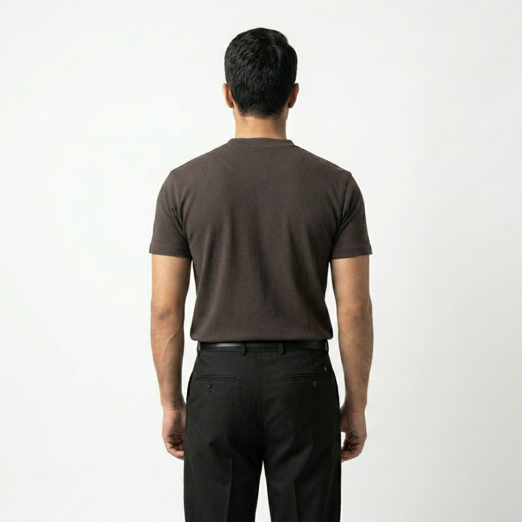 BROWN REGULAR HENLEY T-SHIRT