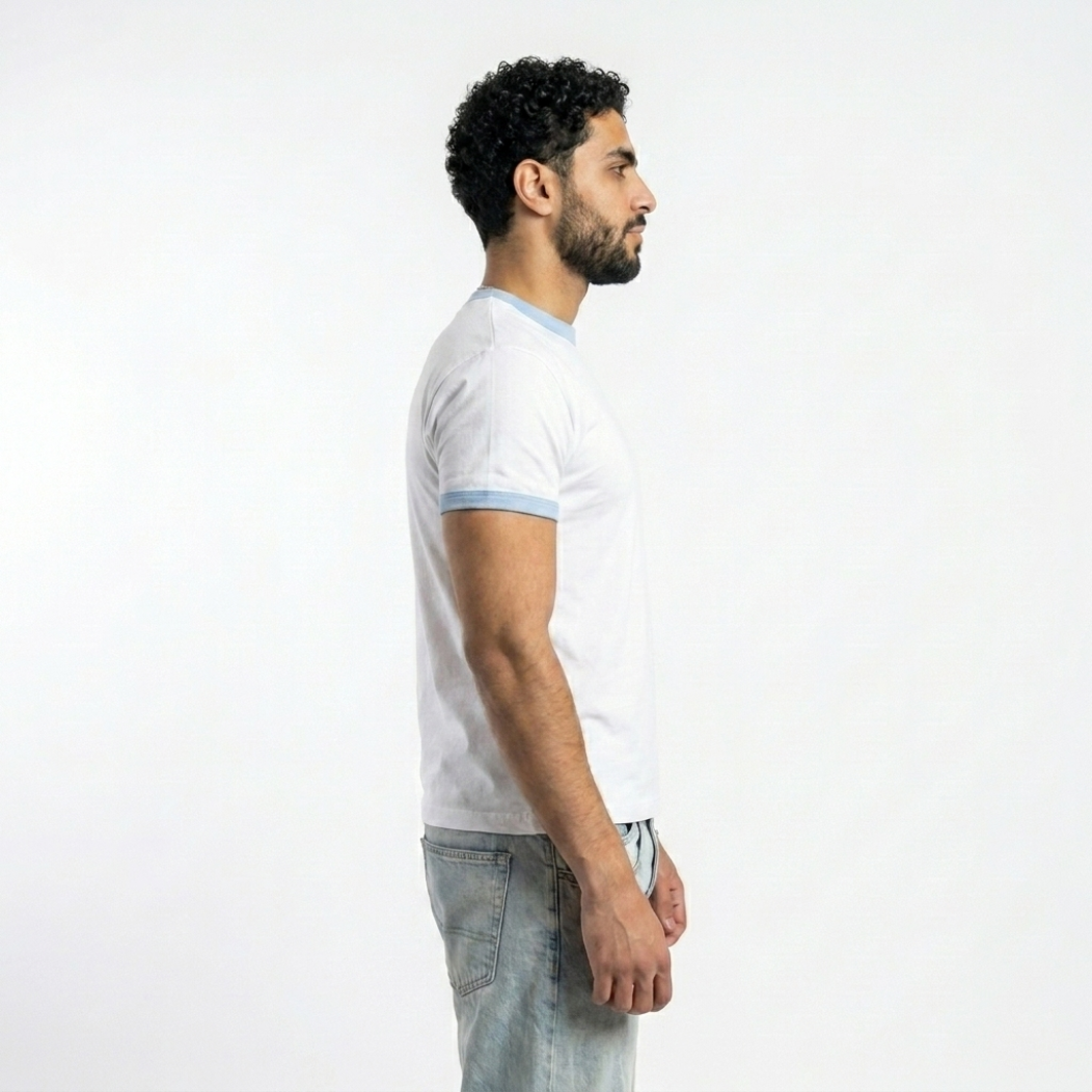 WHITE  CROPPED RINGER T-SHIRT